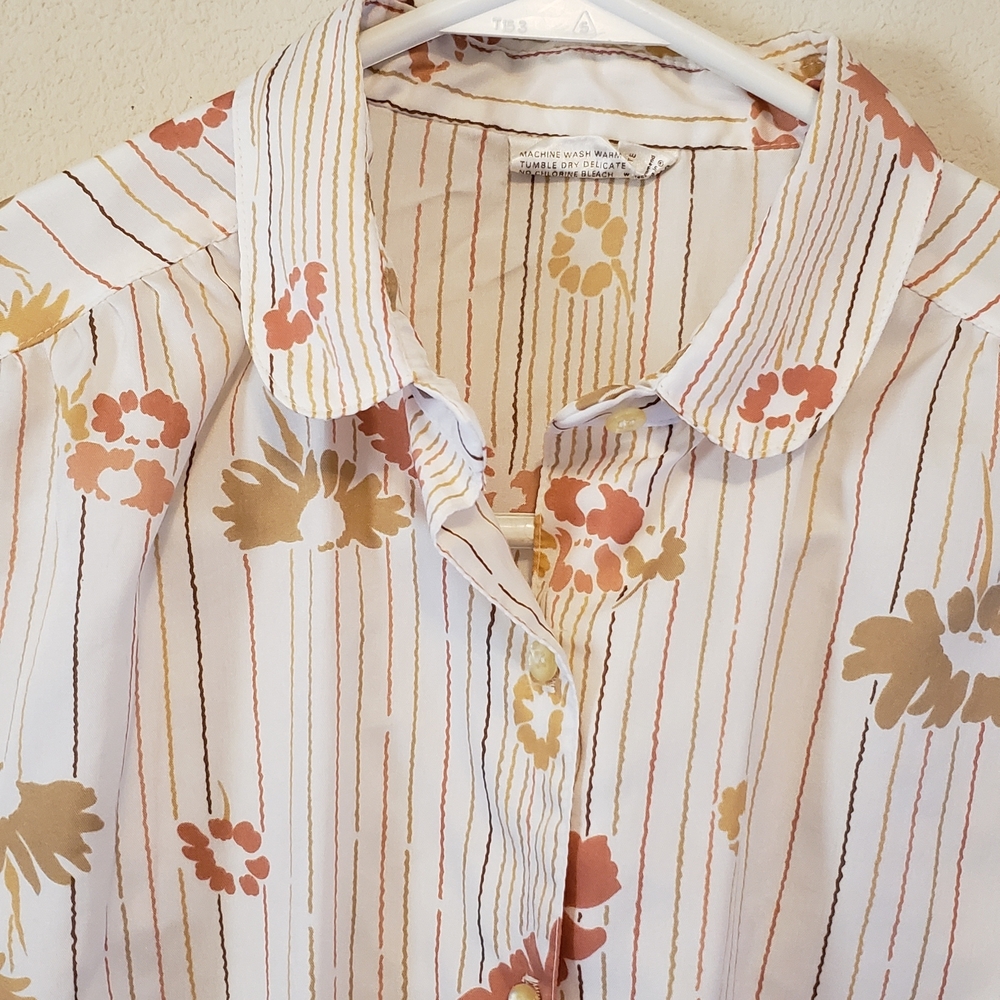 Floral Button Down Shirt - Cream and Brown